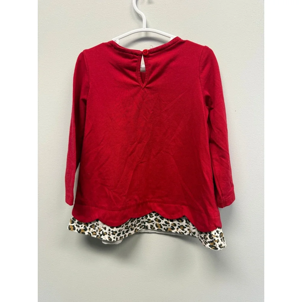 Rare Editions Girls Red Leopard Bow Peter Pan Collar Scalloped Top 24M F869349